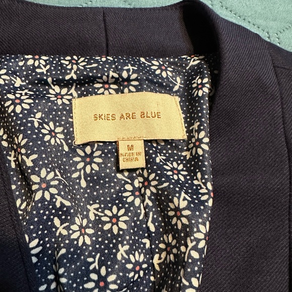 Skies Are Blue Navy Blazer with Floral Lining - Picture 2 of 5